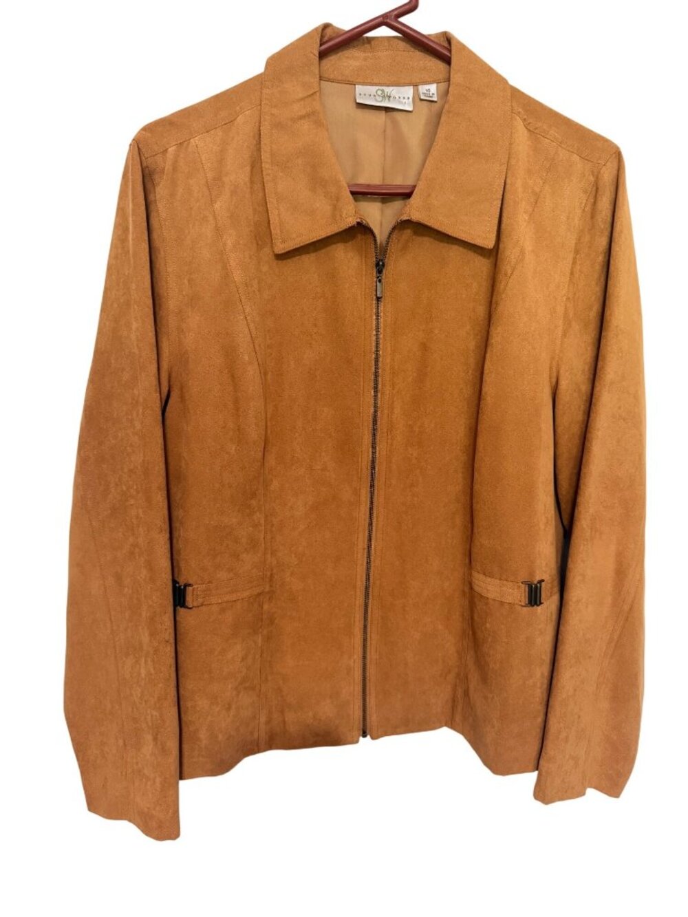 Studio Works Jacket Blazer Faux Suede Camel Full Zip Womans 16